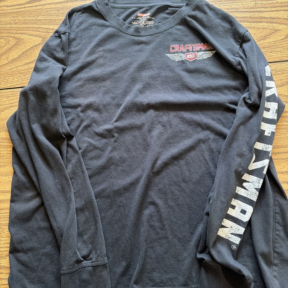 Craftsman Mens 2XL Long Sleeve Shirt Distressed Logo Black Graphic Tee